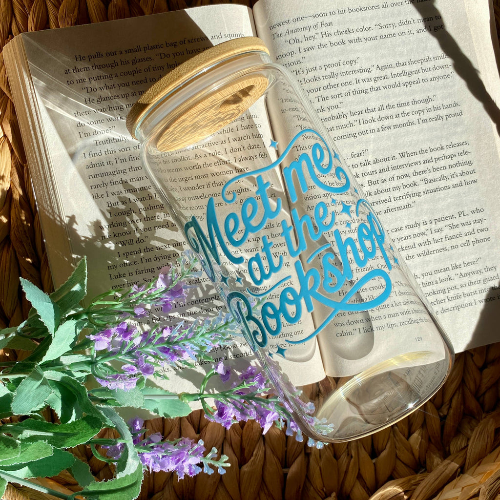 Meet Bookshop - Mug Iced Coffee Glass Cup with Lid and Straw