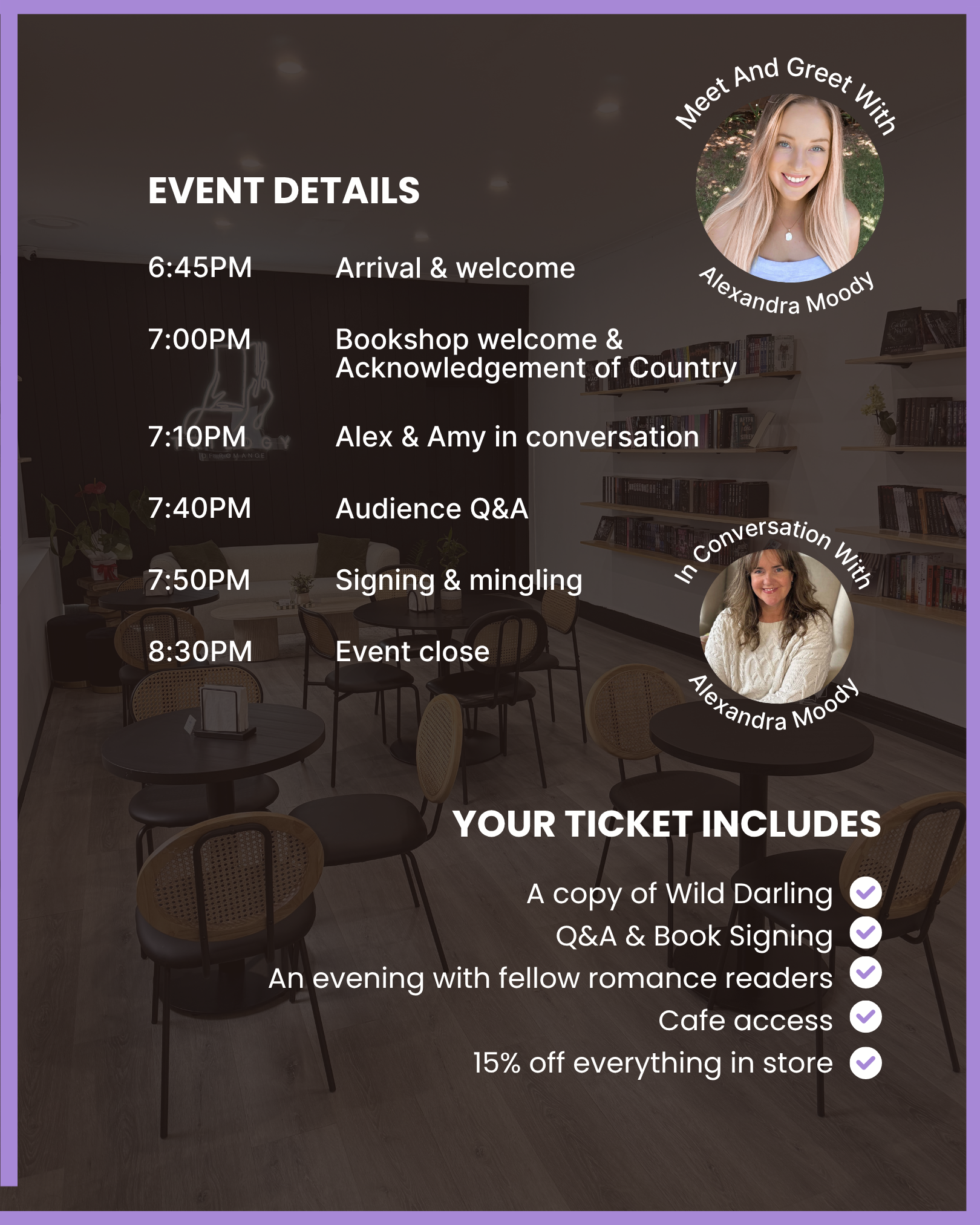 An Evening with Alexandra Moody Celebrating Wild Darling Book Launch
