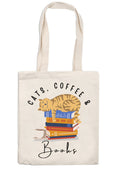 Cats Coffee & Books Tote Bag