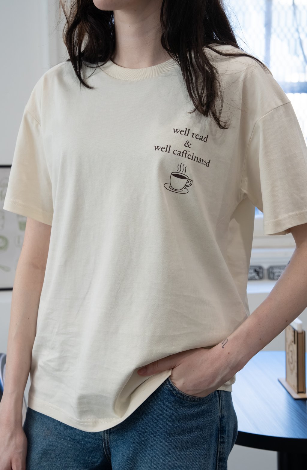 Well Read & Well Caffeinated – Natural Tee