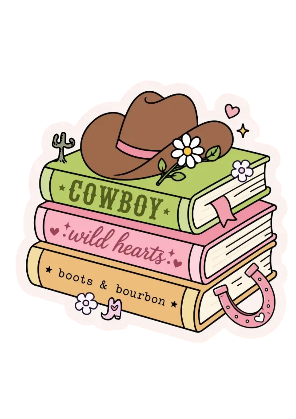 Cowboy Romance Book Stack Sticker
