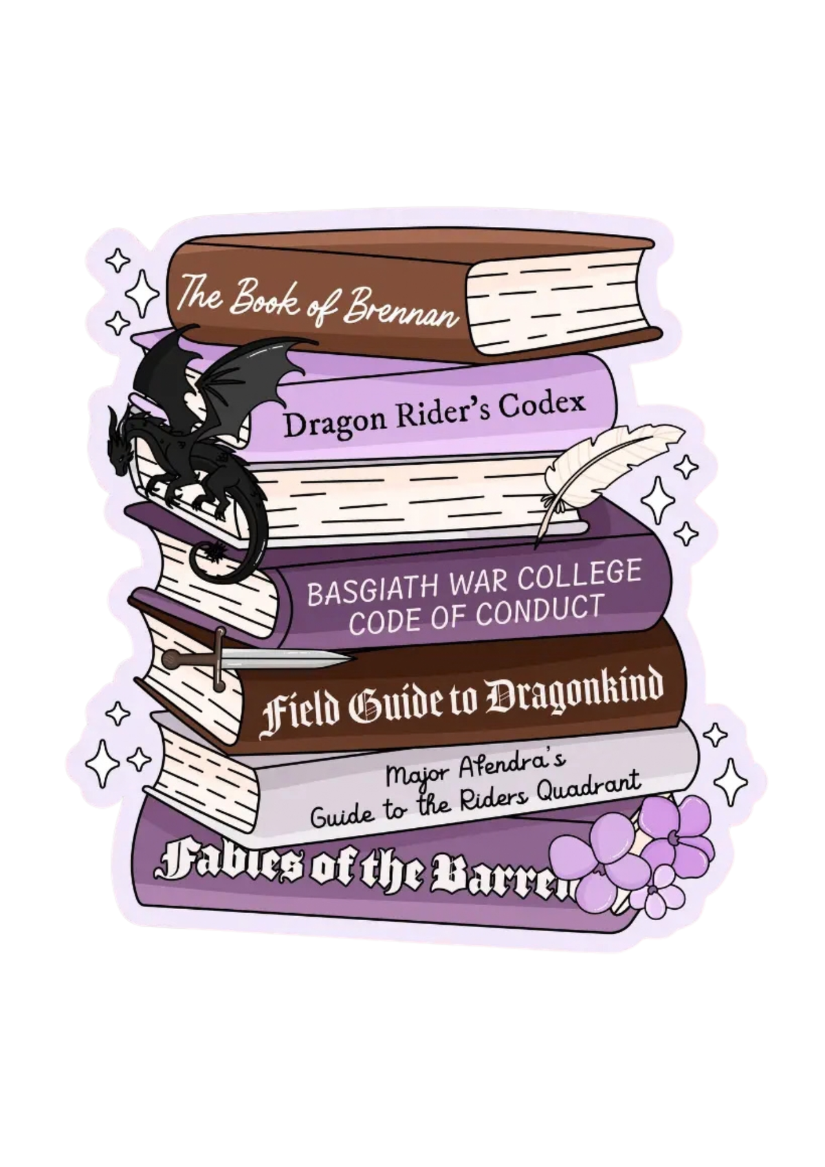 Fourth Wing Book Stack Sticker