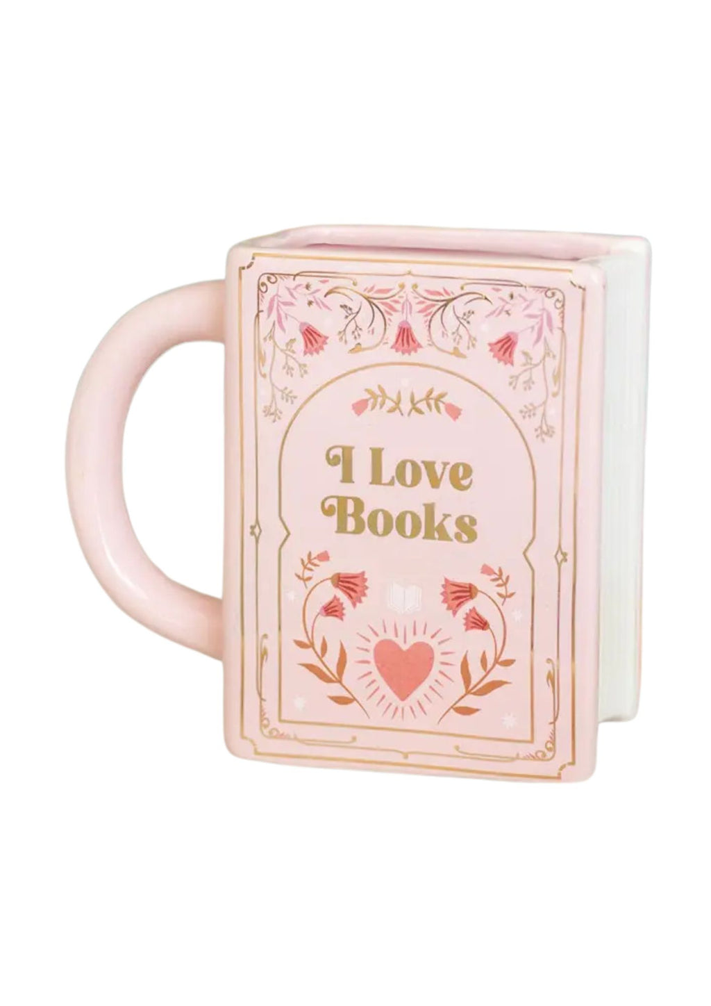 I Love Books Pink Book Shaped Mug