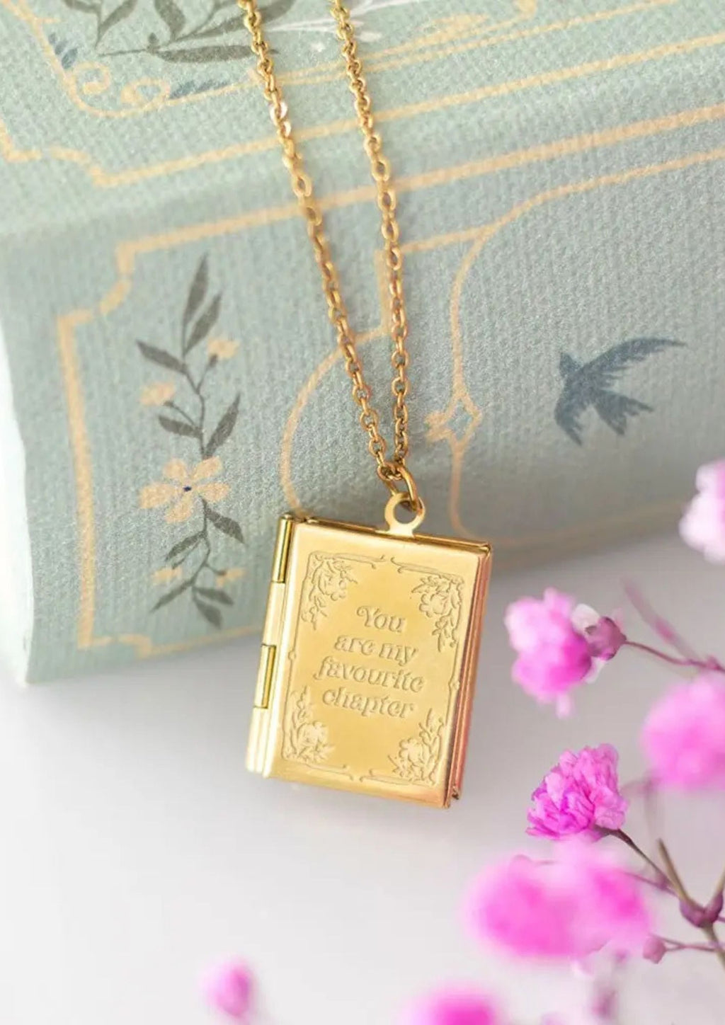 Book Shaped Locket Necklace in Gift Box