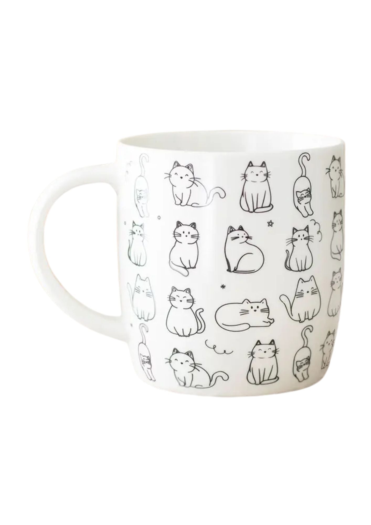 White Happy Cat Print Ceramic Mug