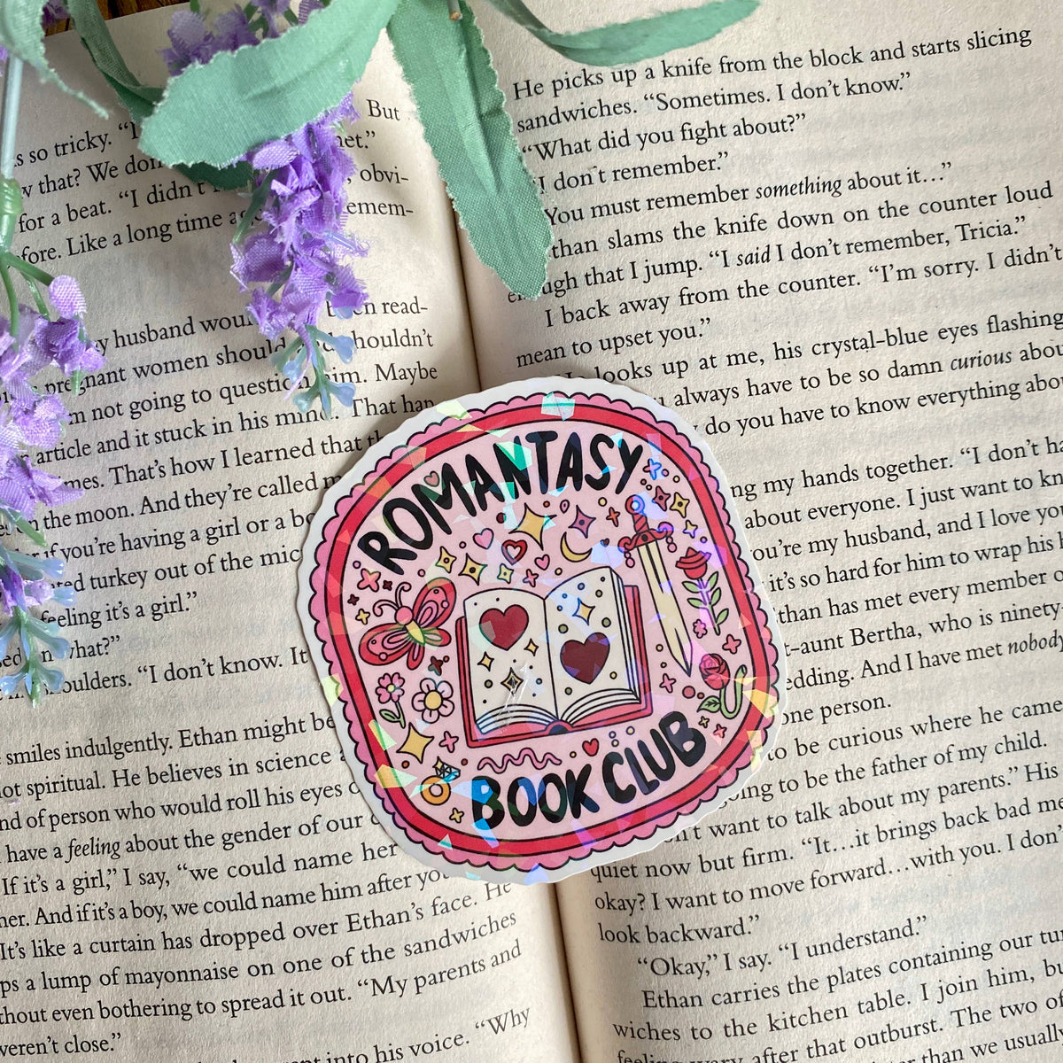 Romantasy Holographic Bookish Sticker | Waterproof Vinyl
