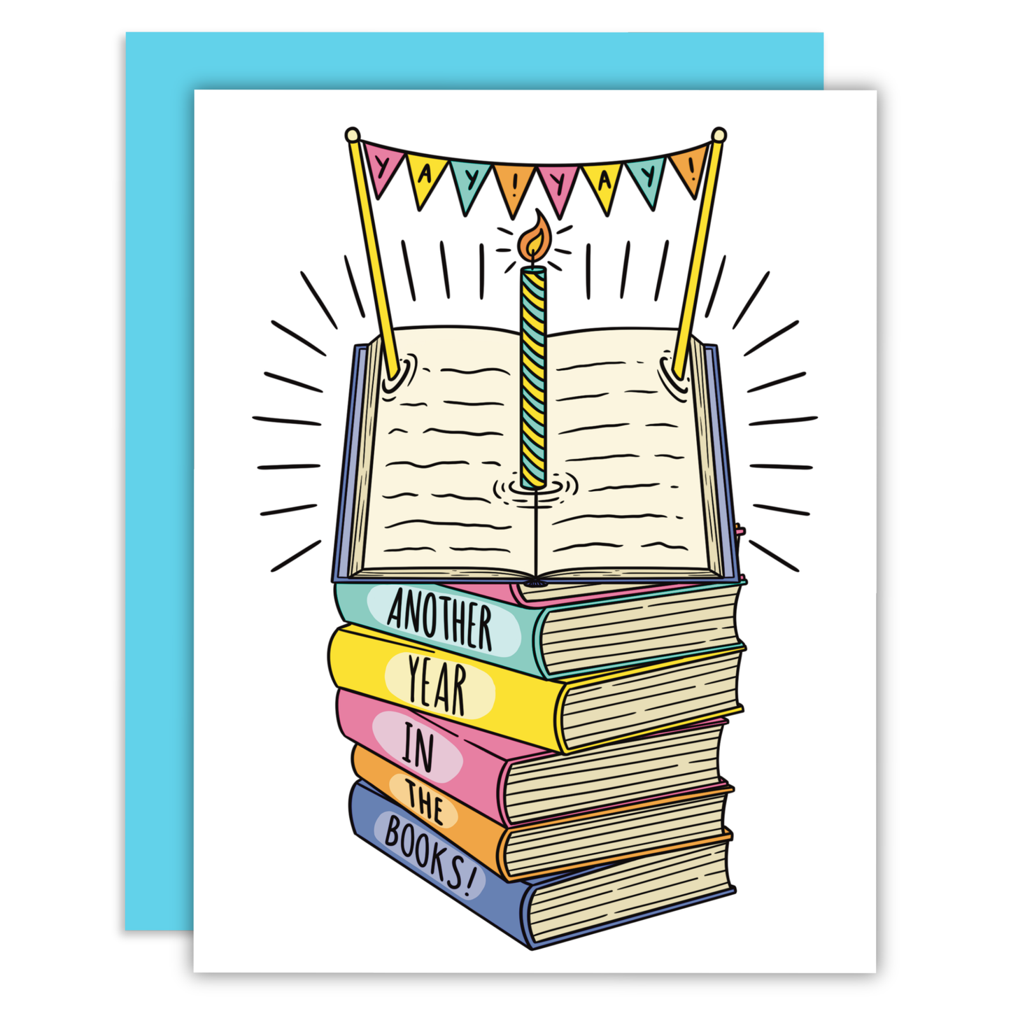 Another Year in the Books Greeting Card, Bookish Card