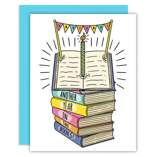 Another Year in the Books Greeting Card, Bookish Card