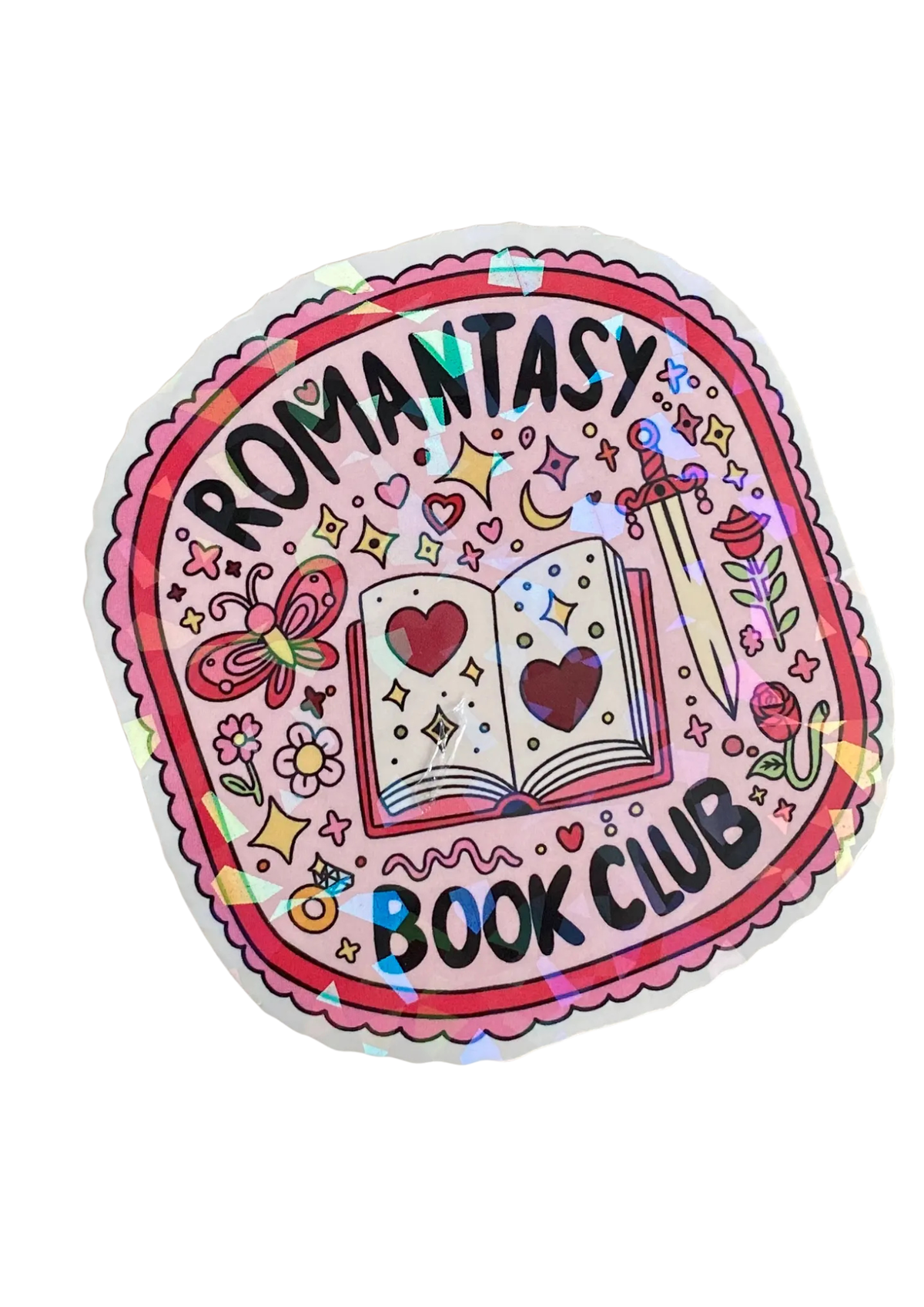 Romantasy Holographic Bookish Sticker | Waterproof Vinyl
