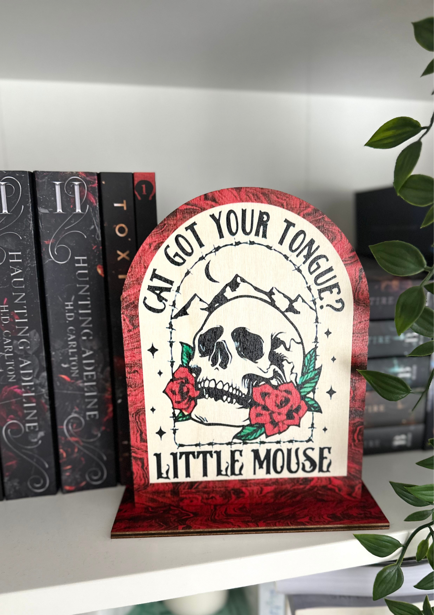 Cat Got Your Tongue? Little Mouse - Wooden Bookshelf Sign