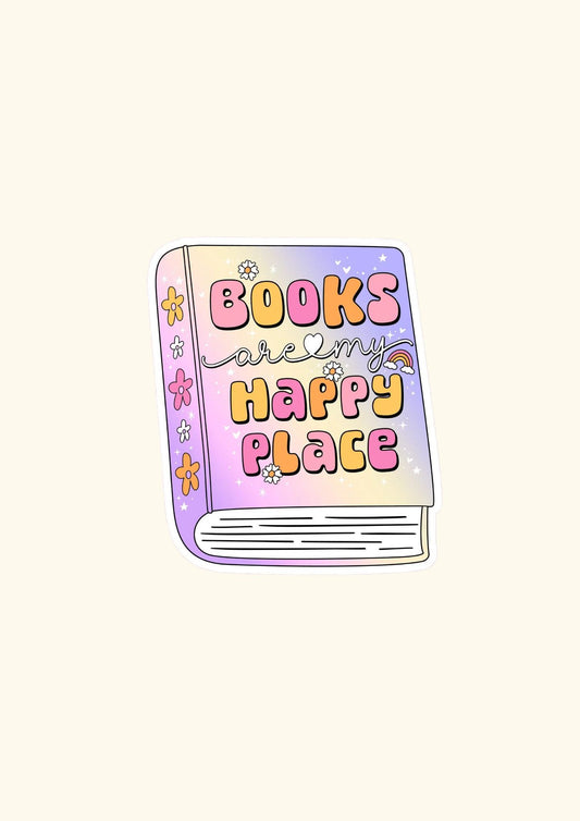 Books are my Happy Place Waterproof Vinyl Sticker