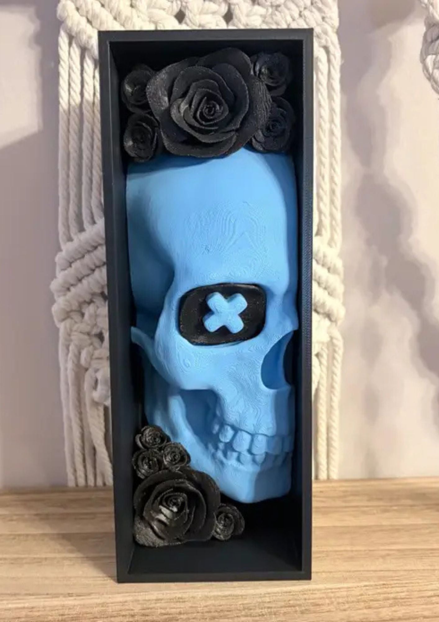 Blue Skull Sparkle Rose Book Nook (Left Side)