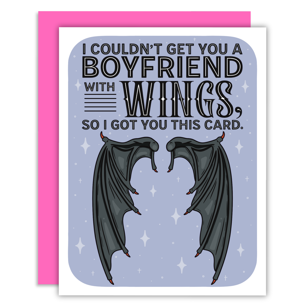 Boyfriend With Wings Fantasy Bookish Greeting Card